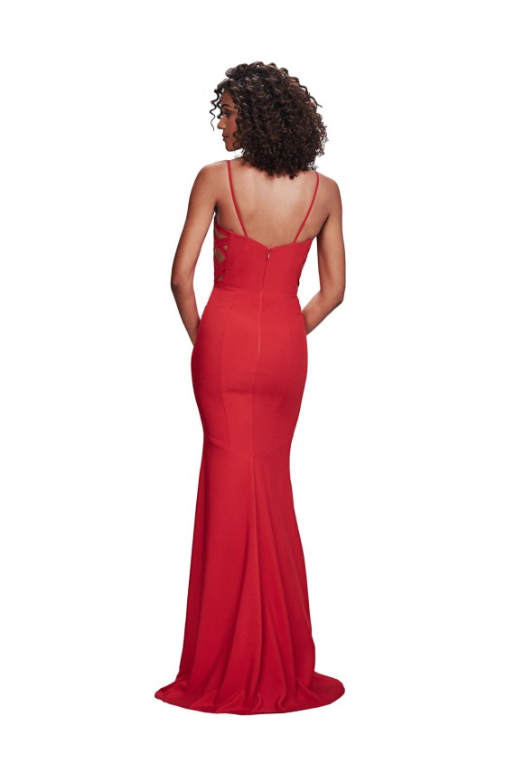 Wholesale Spaghetti Strap Slip Neckline Crepe Prom Dress UK
