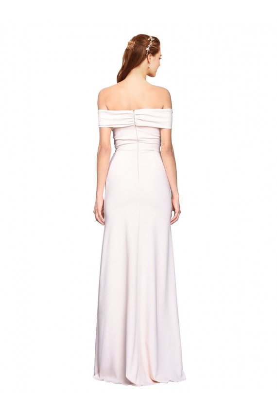 Wholesale Criss Cross Off the Shoulder Crepe Prom Dress with Side Slit UK