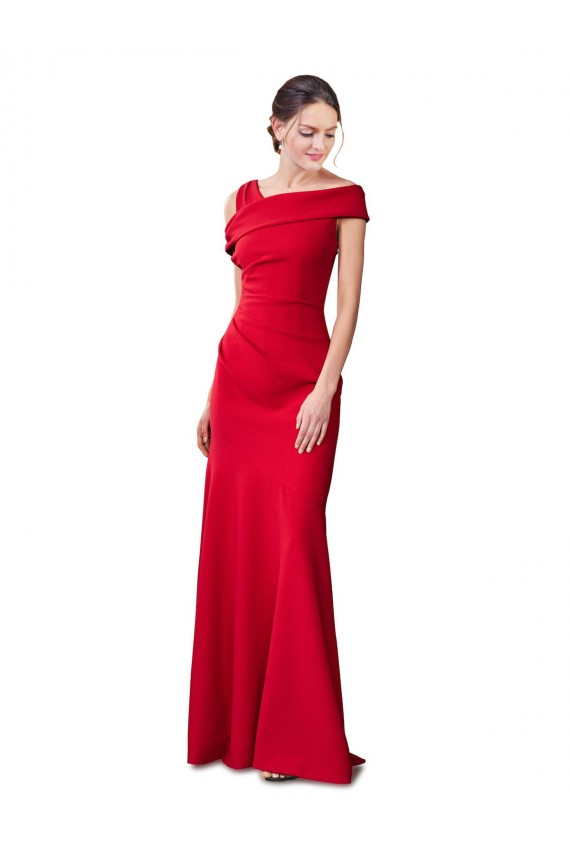 Wholesale Sleeveless Ruched Crepe Mermaid Prom Dress with Off The Shoulder Detail UK