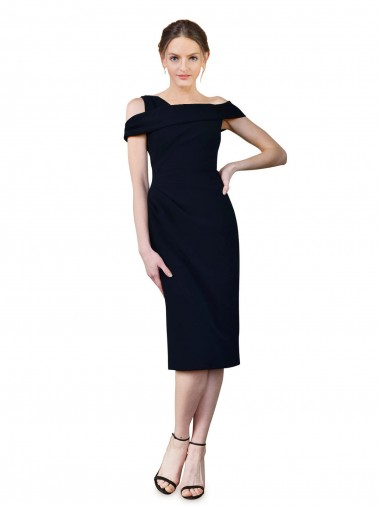 Wholesale Draped Cross Shoulder Stretch Crepe Cocktail Prom Dress / Homecoming Dress UK