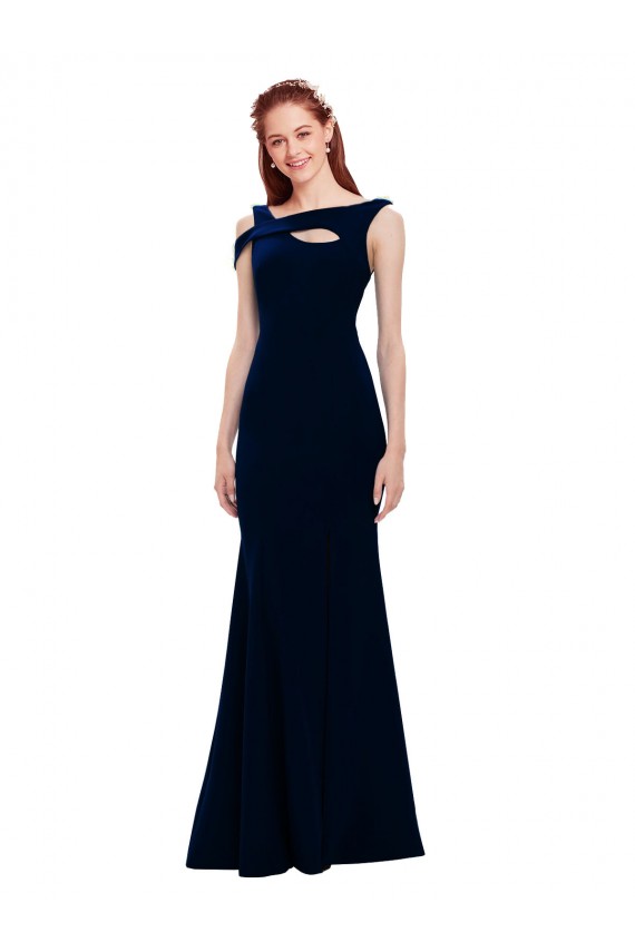 Wholesale Sleeveless Crepe Mermaid Prom Dress with Side Slit UK