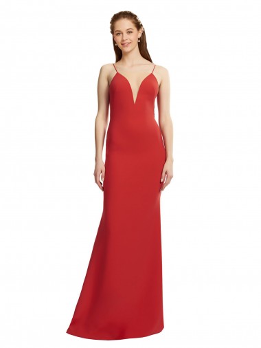 Wholesale Mermaid Plunging V-Neck Crepe Prom Dress with Wide Open Back UK