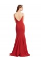 Wholesale Mermaid Plunging V-Neck Crepe Prom Dress with Wide Open Back UK