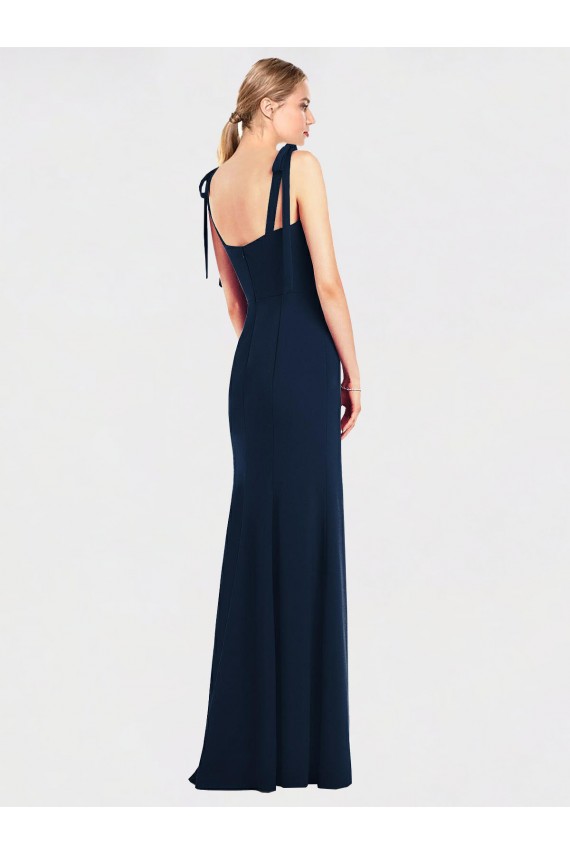 Wholesale Flat Tie Shoulder Crepe Trumpet Prom Dress with Front Slit UK