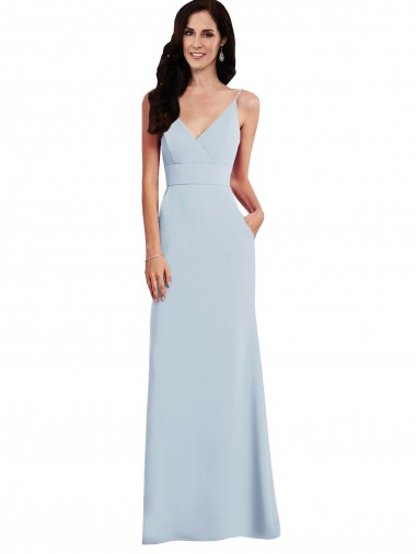 Wholesale V Back Spaghetti Strap Maxi Prom Dress with Pockets UK