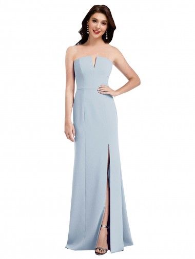 Wholesale Strapless Notch Crepe Prom Dress with Front Slit UK