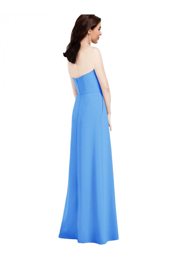 Wholesale Strapless Pleated Skirt Crepe Prom Dress with Pockets UK