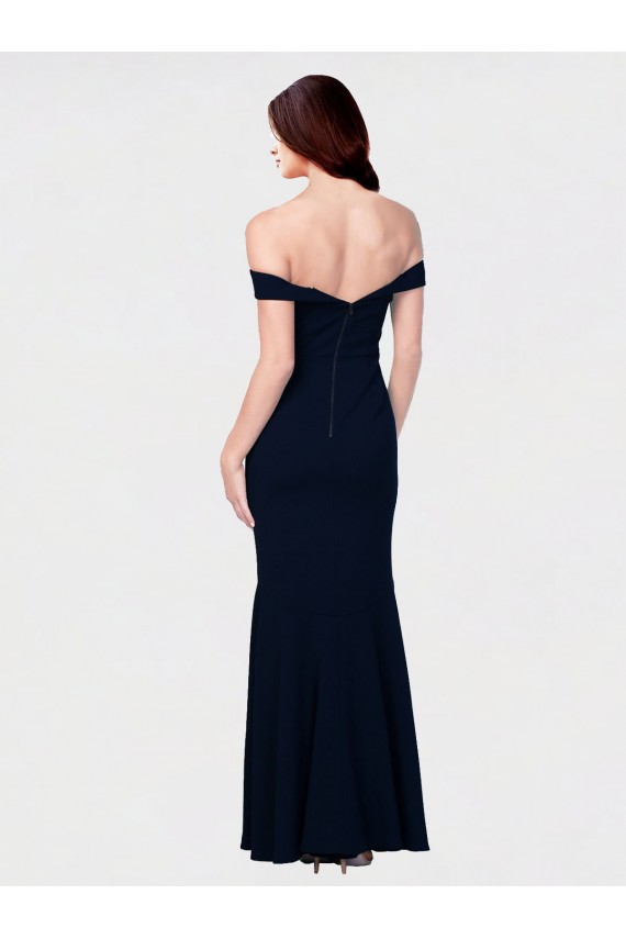 Wholesale Mermaid Off the Shoulder Long Crepe Prom Dress with Low Back UK