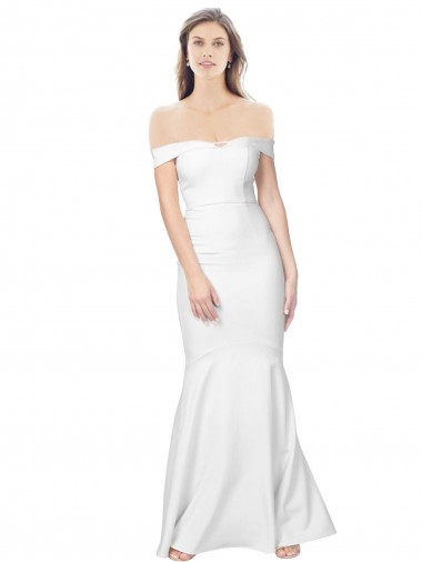Wholesale Mermaid Off the Shoulder Long Crepe Prom Dress with Low Back UK