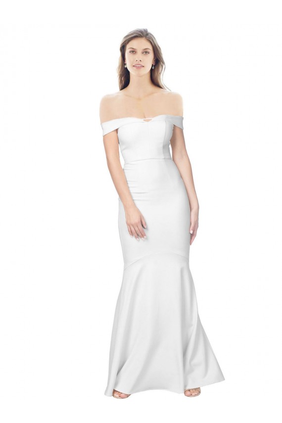Wholesale Mermaid Off the Shoulder Long Crepe Prom Dress with Low Back UK
