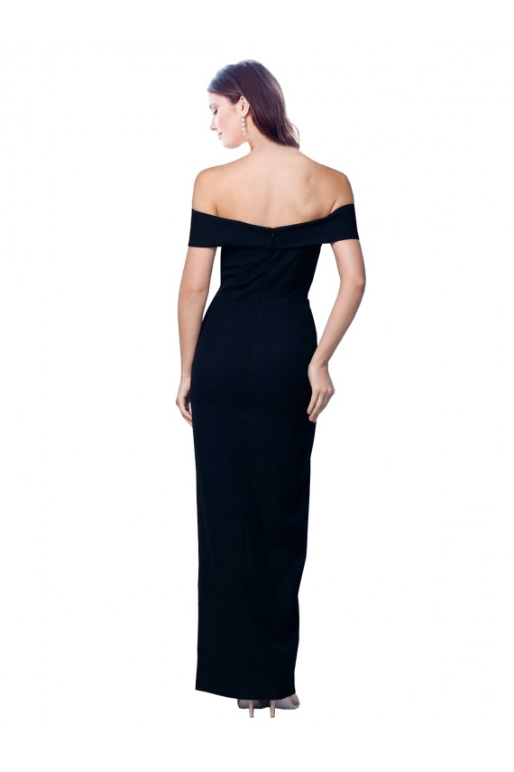 Wholesale Off the Shoulder Long Full Length Crepe Prom Dress with Side Split UK