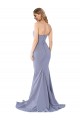 Wholesale Long Strapless Sweetheart Sweep Train Crepe Prom Dress with Low Back UK