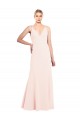 Wholesale Slim A-Line V-Neck Long Stretch Crepe Prom Dress with V-Back UK