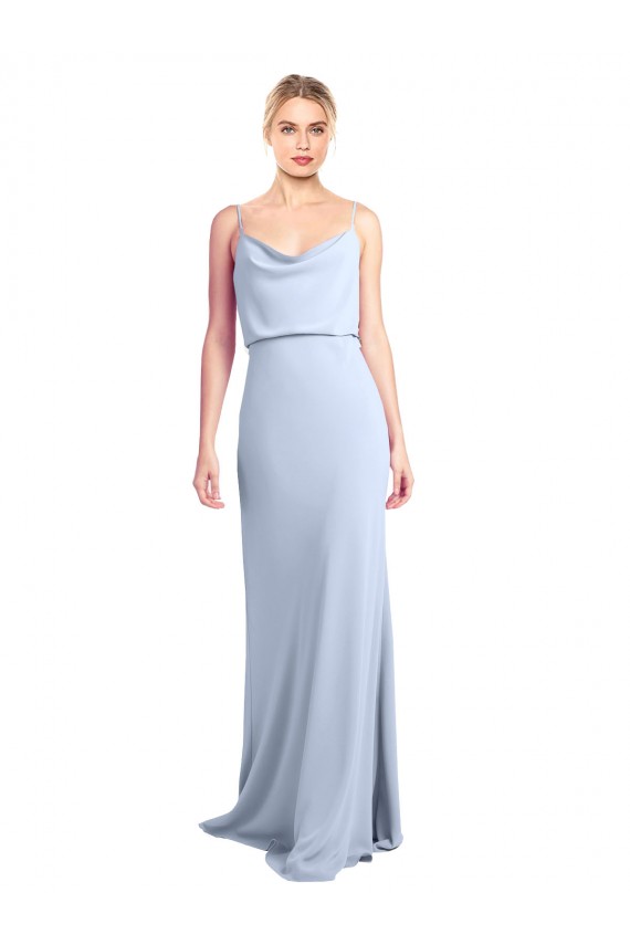 Wholesale Feminine Cowl Neck Slim Floor Length Stretch Crepe Prom Dress UK