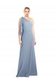 Wholesale Draped Flutter Sleeves One Shoulder Stretch Crepe Prom Dress UK