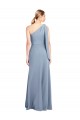 Wholesale Draped Flutter Sleeves One Shoulder Stretch Crepe Prom Dress UK