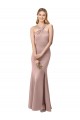 Wholesale Long Floor Length High Neck Fit and Flare Stretch Crepe Prom Dress with Side Slit UK