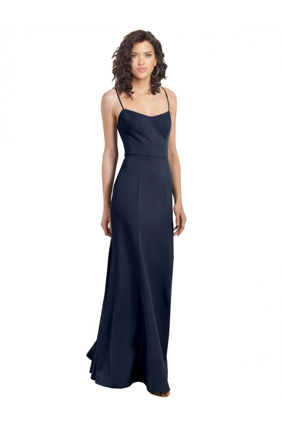 Wholesale Fit and Flare Scoop Neck Long Sleeveless Stretch Crepe Prom Dress UK