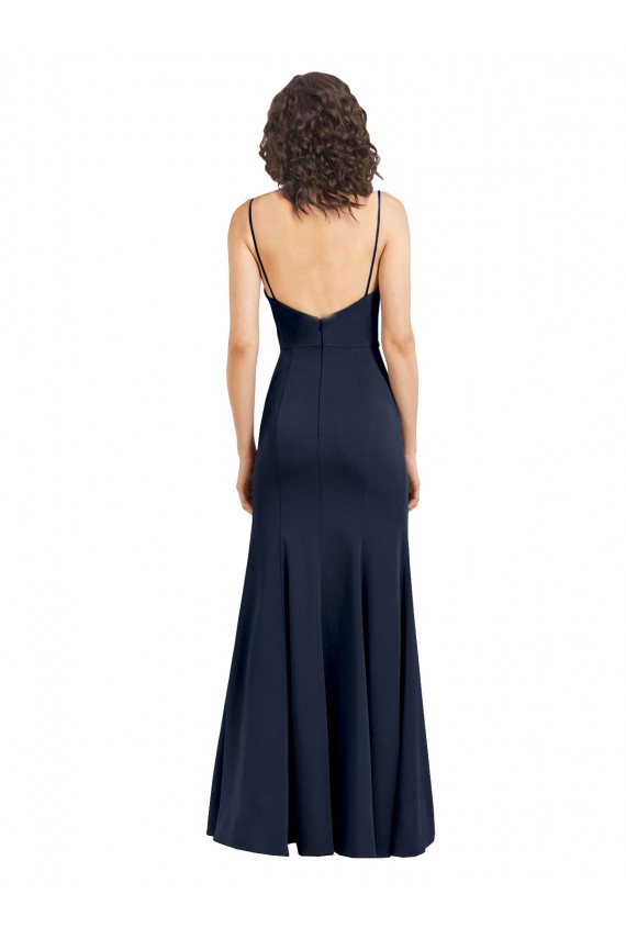 Wholesale Fit and Flare Scoop Neck Long Sleeveless Stretch Crepe Prom Dress UK