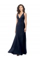 Wholesale Classic V-Neck Long Stretch Crepe Prom Dress with V-Back UK