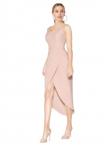 Wholesale Short Knee Length Crepe Cocktail Dress / Prom Dress UK