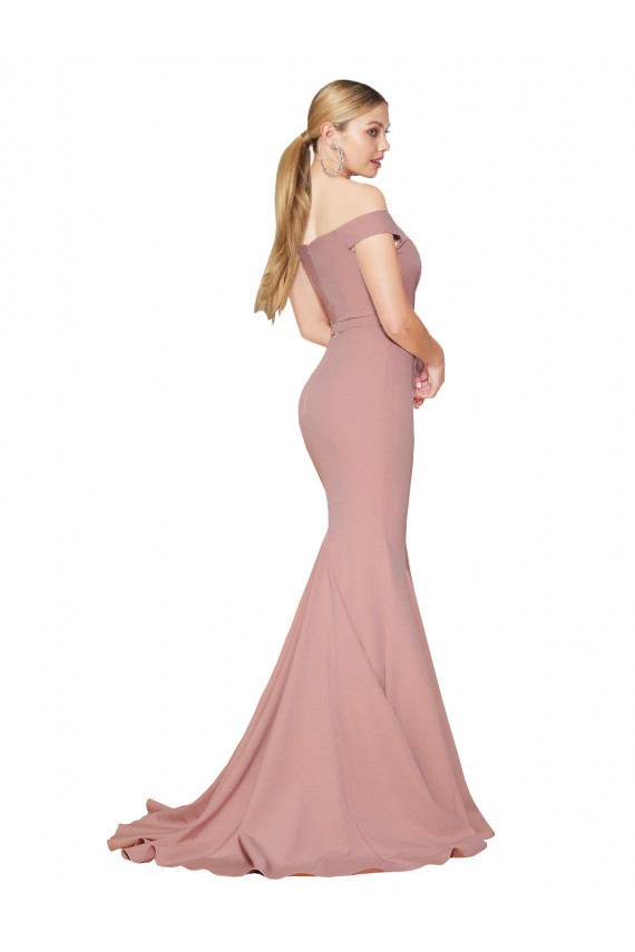 Wholesale Off the Shoulder Sweetheart Long Sweep Train Crepe Prom Dress UK