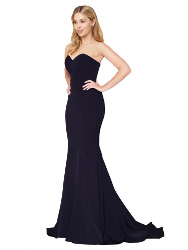 Wholesale Sweetheart High Neck Sweep Train Sleeveless Crepe Prom Dress UK