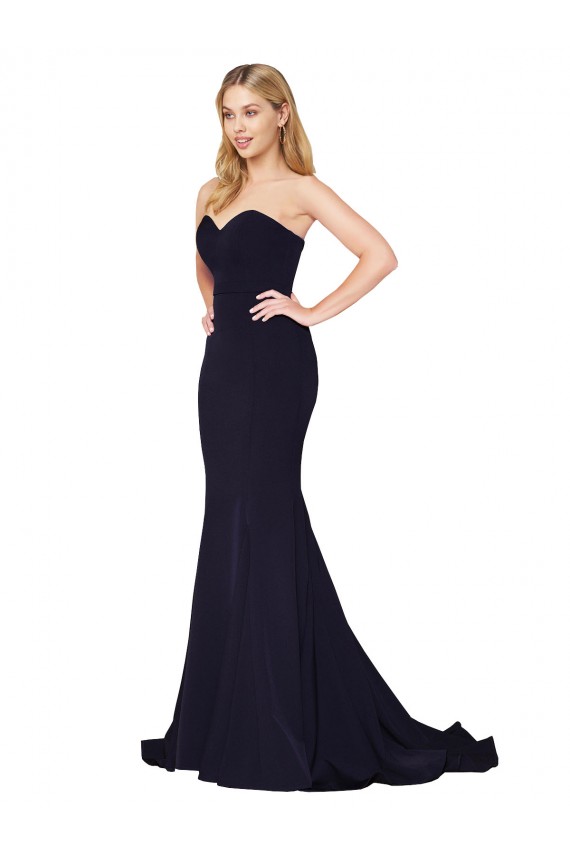 Wholesale Sweetheart High Neck Sweep Train Sleeveless Crepe Prom Dress UK