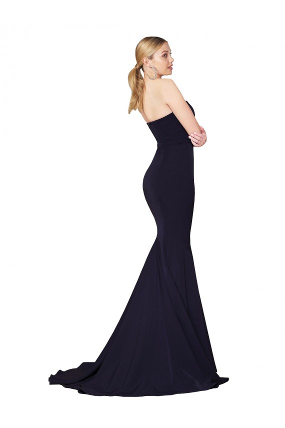 Wholesale Sweetheart High Neck Sweep Train Sleeveless Crepe Prom Dress UK