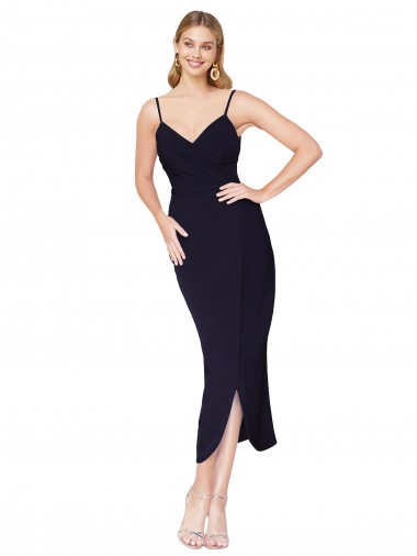 Wholesale High Neck Spaghetti Straps Crepe Short Wrap Cocktail Prom Dress / Homecoming Dress UK