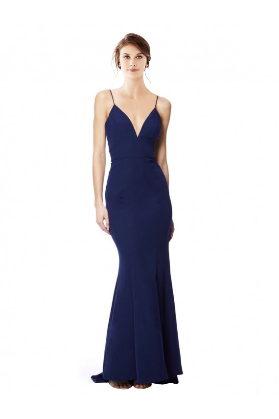 Wholesale Deep V-Neck Spaghetti Straps Mermaid Crepe Prom Dress UK