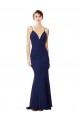 Wholesale Deep V-Neck Spaghetti Straps Mermaid Crepe Prom Dress UK