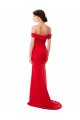 Wholesale Off the Shoulder Chapel Train Crepe Prom Dress with Thigh-High slit UK