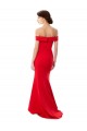 Wholesale Off the Shoulder Sweetheart Maxi Crepe Prom Dress With Thigh Split and Train UK