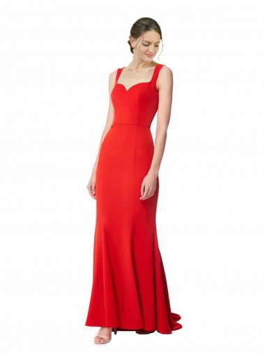 Wholesale Long Chapel Train Fishtail Maxi Crepe Prom Dress with Sweetheart Neckline UK