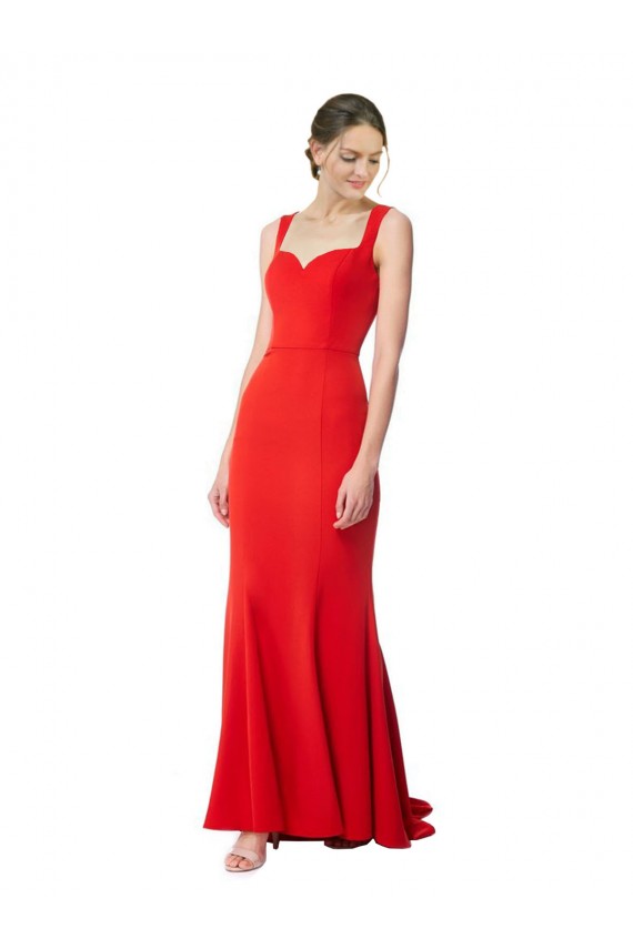 Wholesale Long Chapel Train Fishtail Maxi Crepe Prom Dress with Sweetheart Neckline UK