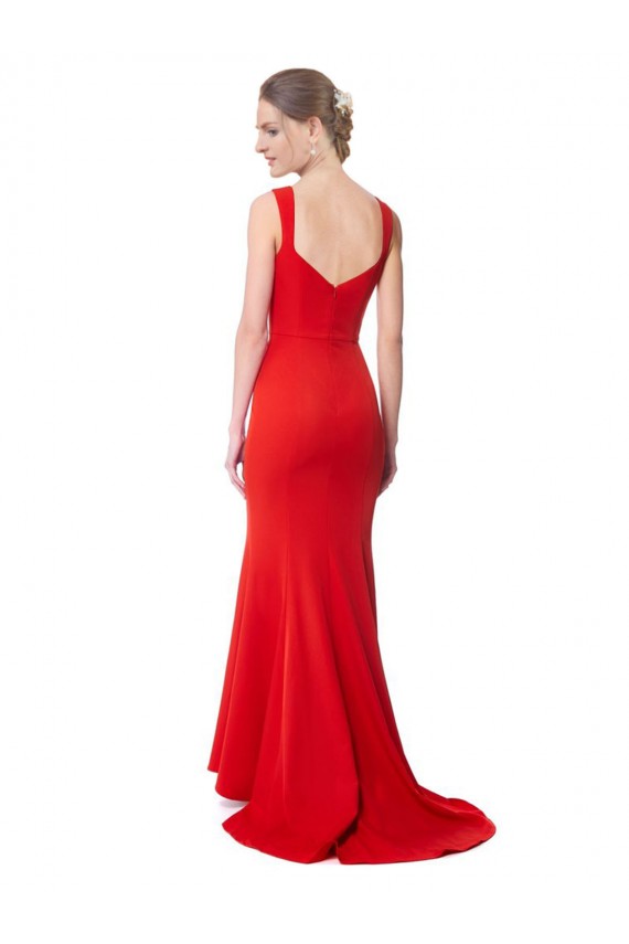 Wholesale Long Chapel Train Fishtail Maxi Crepe Prom Dress with Sweetheart Neckline UK