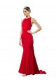Wholesale High Neck Mermaid Open Back Crepe Maxi Prom Dress with Train Detail UK