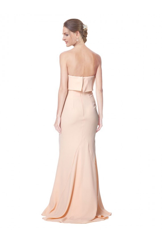 Wholesale High Neck Strapless Long Crepe Maxi Prom Dress with Overlay UK