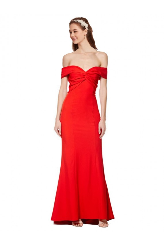 Wholesale Cross Front and Back Bardot Sleeveless Crepe Maxi Prom Dress UK