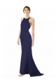 Wholesale Fishtail High Neck Maxi Crepe Bridesmiad Dress with Strappy Back Detail UK
