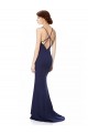 Wholesale Fishtail High Neck Maxi Crepe Bridesmiad Dress with Strappy Back Detail UK