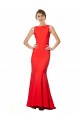 Wholesale High Neck Maxi Crepe Bridesmiad Dress with Exaggerated Back Ruffle UK