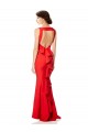 Wholesale High Neck Maxi Crepe Bridesmiad Dress with Exaggerated Back Ruffle UK