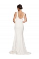 Wholesale Square Neck Long Sheath Sweep Train Crepe Prom Dress  UK
