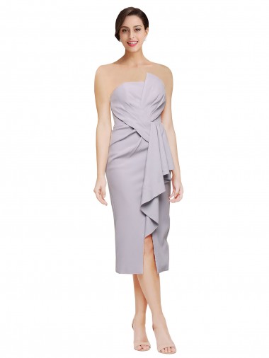 Wholesale Short Strapless Crepe Cocktail Prom Dress / Homecoming Dress with Ruffles UK