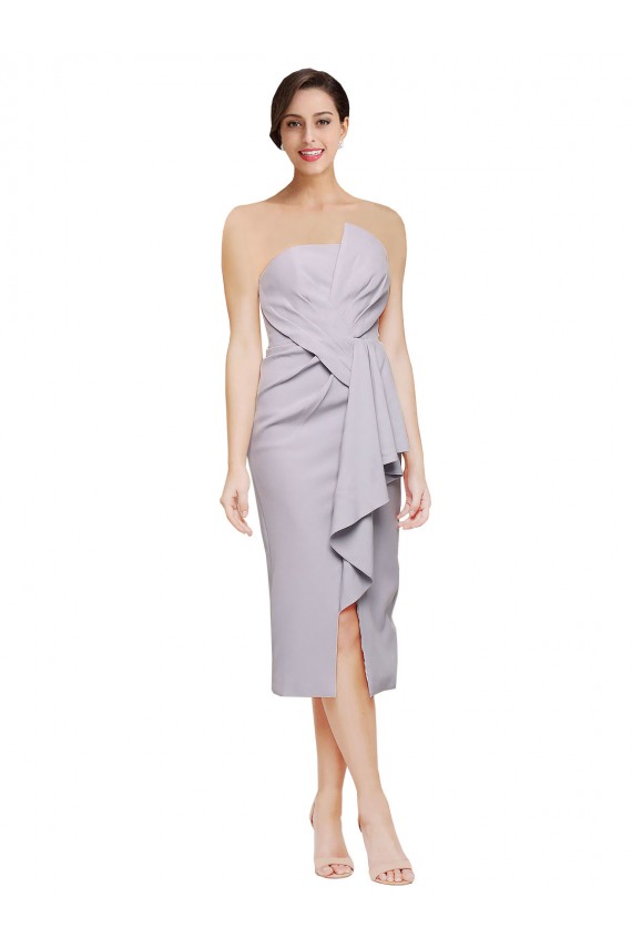 Wholesale Short Strapless Crepe Cocktail Prom Dress / Homecoming Dress with Ruffles UK