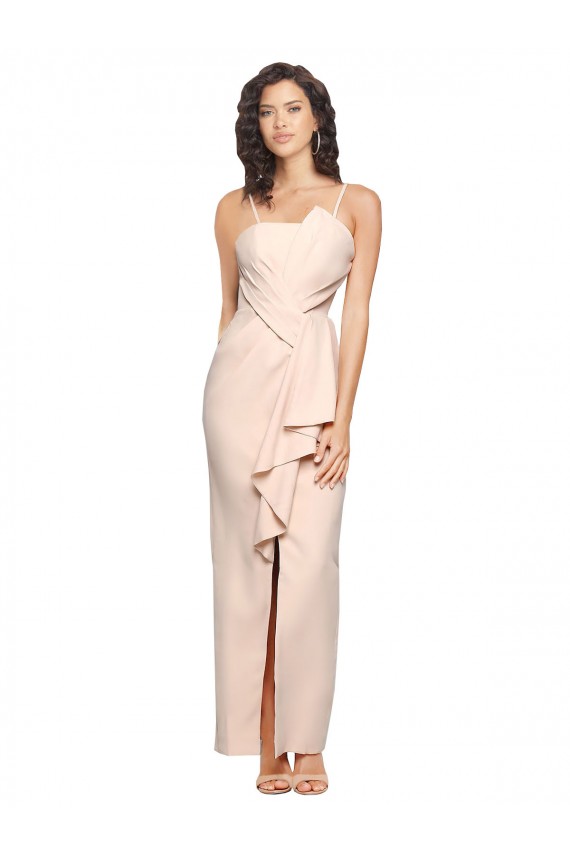 Wholesale Long Full Length Ruffles Strapless Low Back Crepe Prom Dress with Straps UK