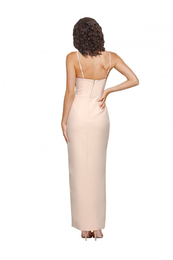 Wholesale Long Full Length Ruffles Strapless Low Back Crepe Prom Dress with Straps UK