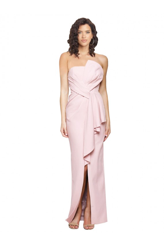 Wholesale Strapless Long Full Length Ruffles Low Back Crepe Prom Dress UK